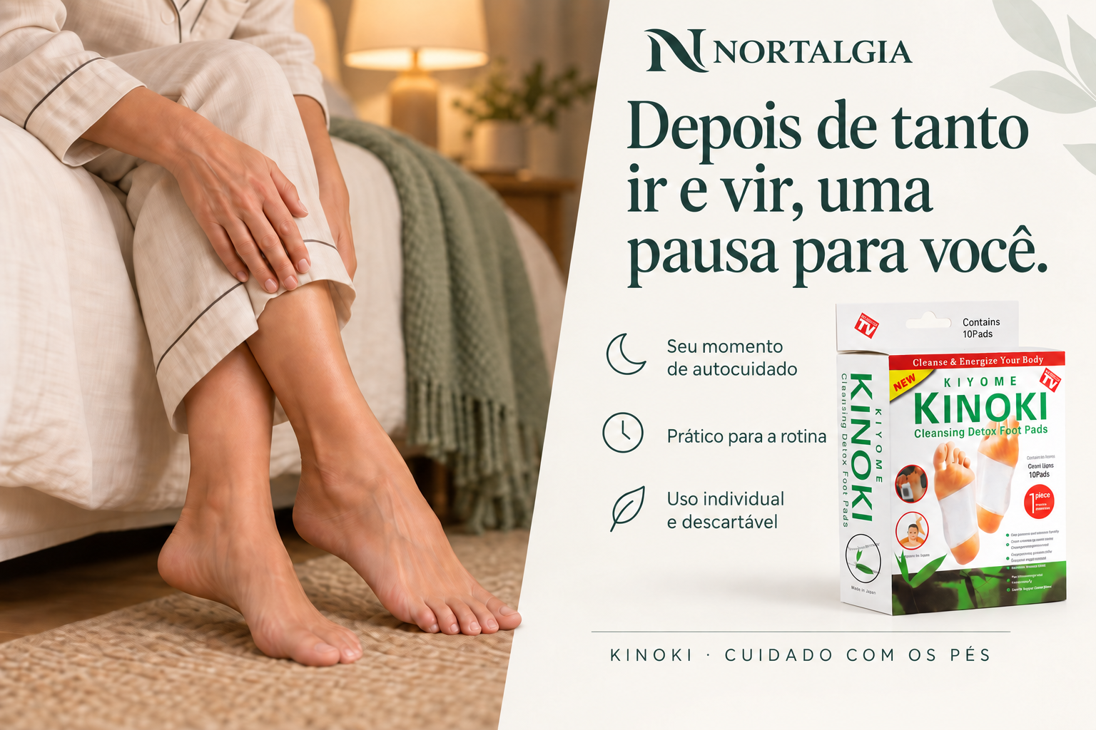 Nortalgia: depois de tanto ir e vir, uma pausa para você. Adesivos Kinoki para um ritual de autocuidado.